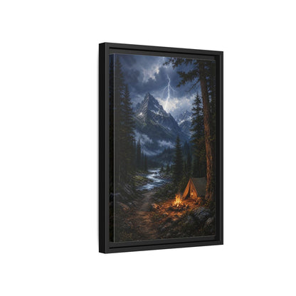 Side Mockup 6. Nature Mountain Landscape Mountain Storm Camp shown as stretched canvas wall art