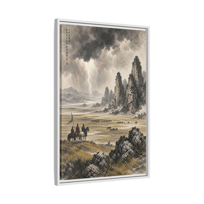 Side Mockup 10. Nature Mountain Landscape Stormy Mountain Art shown as stretched canvas wall art