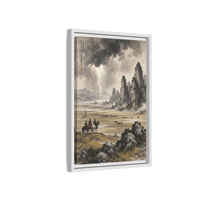 Side Mockup 4. Nature Mountain Landscape Stormy Mountain Art shown as stretched canvas wall art