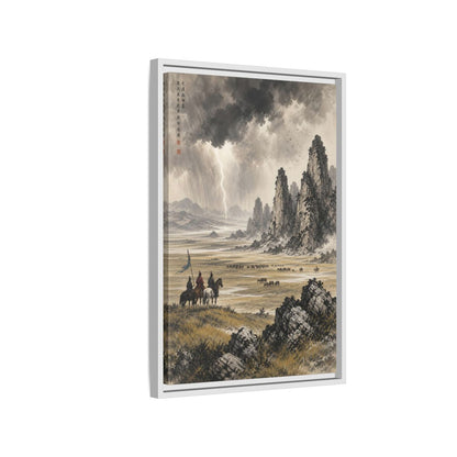 Side Mockup 1. Nature Mountain Landscape Stormy Mountain Art shown as stretched canvas wall art