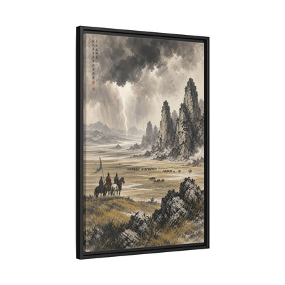 Side Mockup 14. Nature Mountain Landscape Stormy Mountain Art shown as stretched canvas wall art