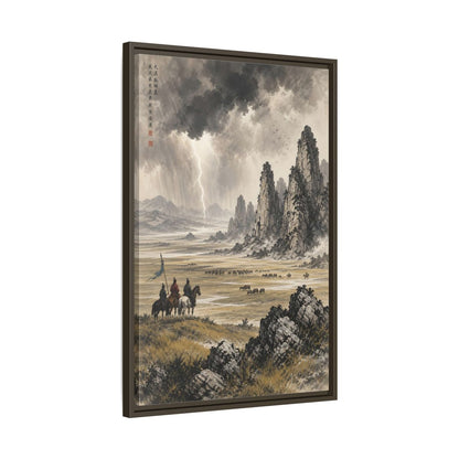Side Mockup 11. Nature Mountain Landscape Stormy Mountain Art shown as stretched canvas wall art