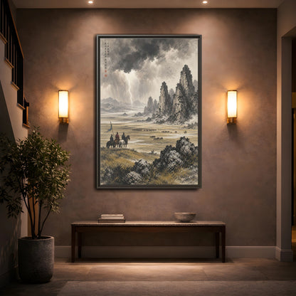 Mockup 2. Nature Mountain Landscape Stormy Mountain Art shown as stretched canvas wall art