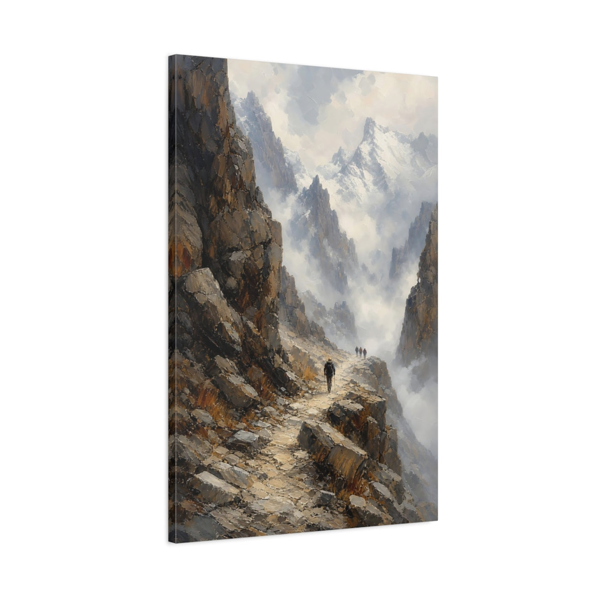 Main Mockup. Nature Mountain Path Brown Gray Mountain shown as stretched canvas wall art