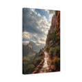 Side Mockup 4. Nature Mountain Path Red Mountain Landscape shown as stretched canvas wall art