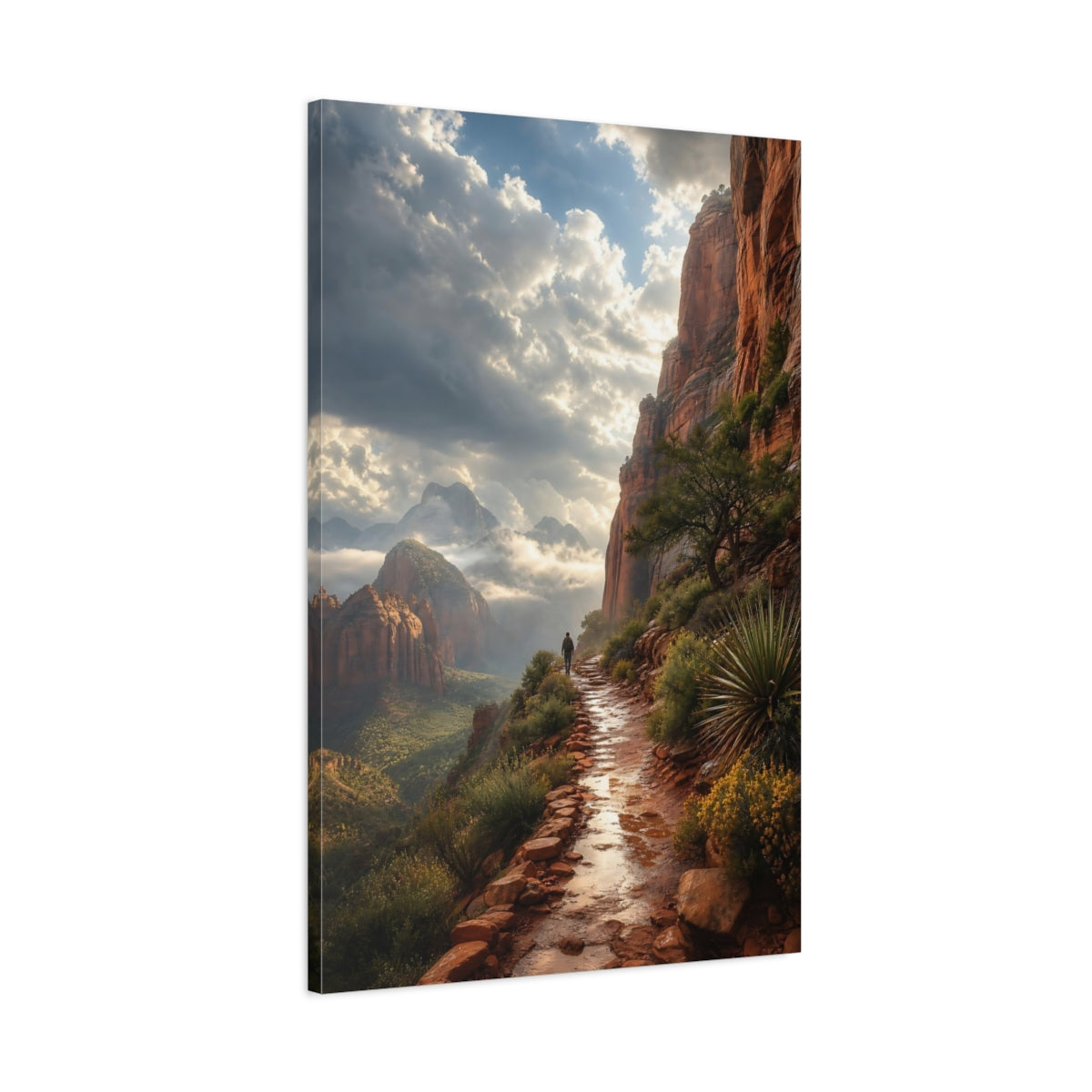 Main Mockup. Nature Mountain Path Red Mountain Landscape shown as stretched canvas wall art