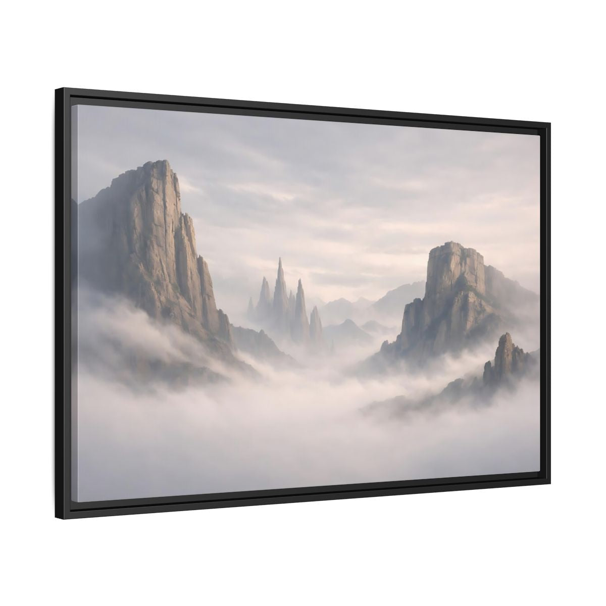 Side Mockup 13. Nature Mountain Peaks Misty Mountain shown as stretched canvas wall art