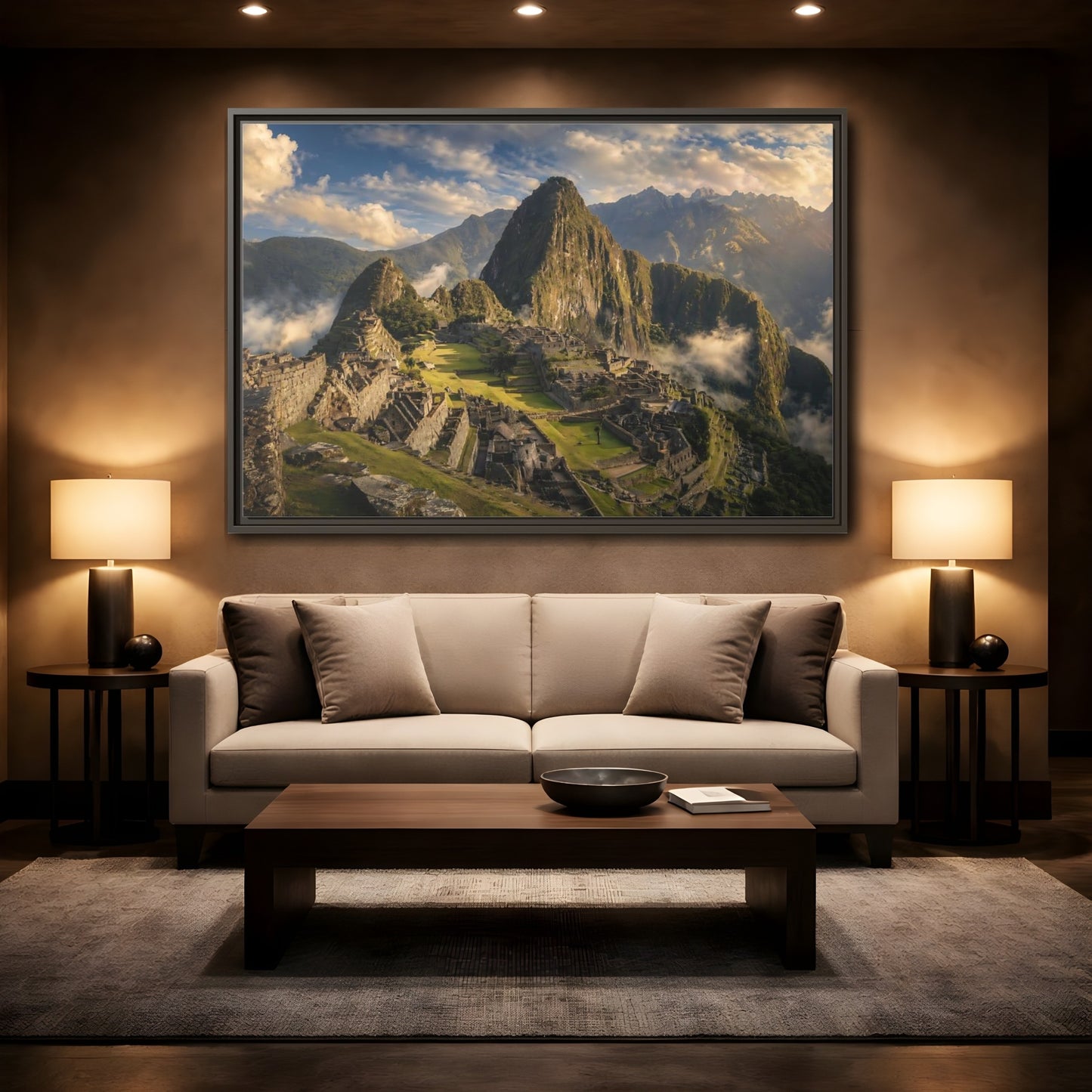 Mockup 2. Nature Mountain Peaks Mountain Ruins View shown as stretched canvas wall art