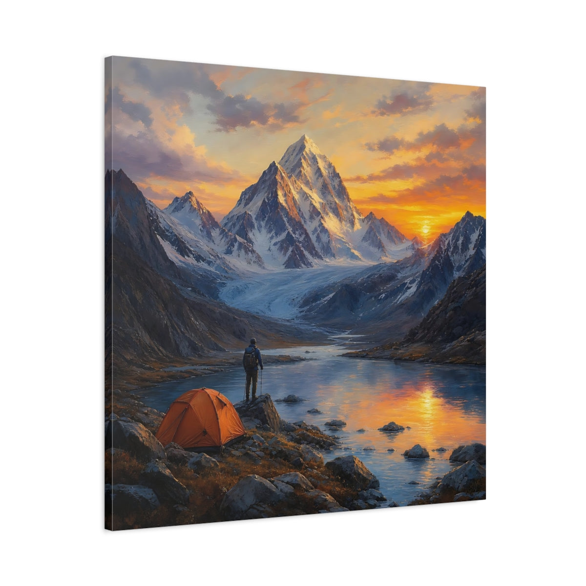 Main Mockup. Nature Mountain Range Mountain Sunset Landscape shown as stretched canvas wall art