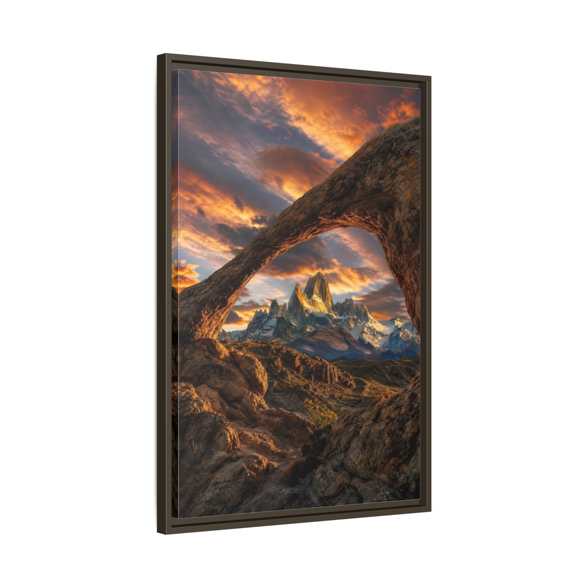 Side Mockup 11. Nature Mountain Range Orange Brown Mountains shown as stretched canvas wall art