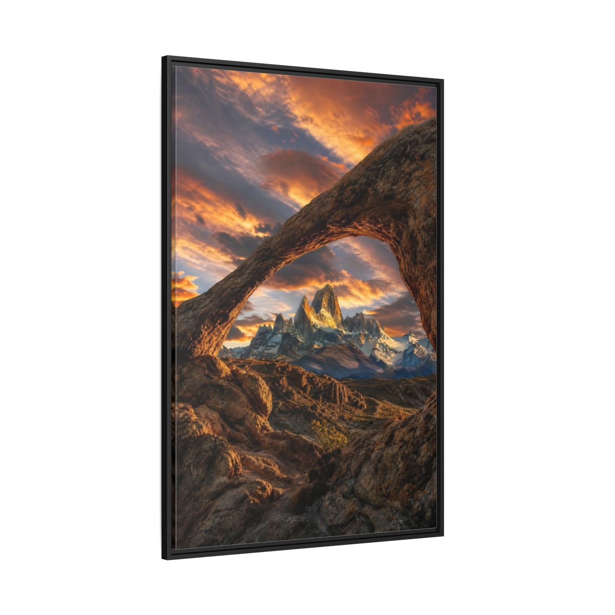 Side Mockup 12. Nature Mountain Range Orange Brown Mountains shown as stretched canvas wall art