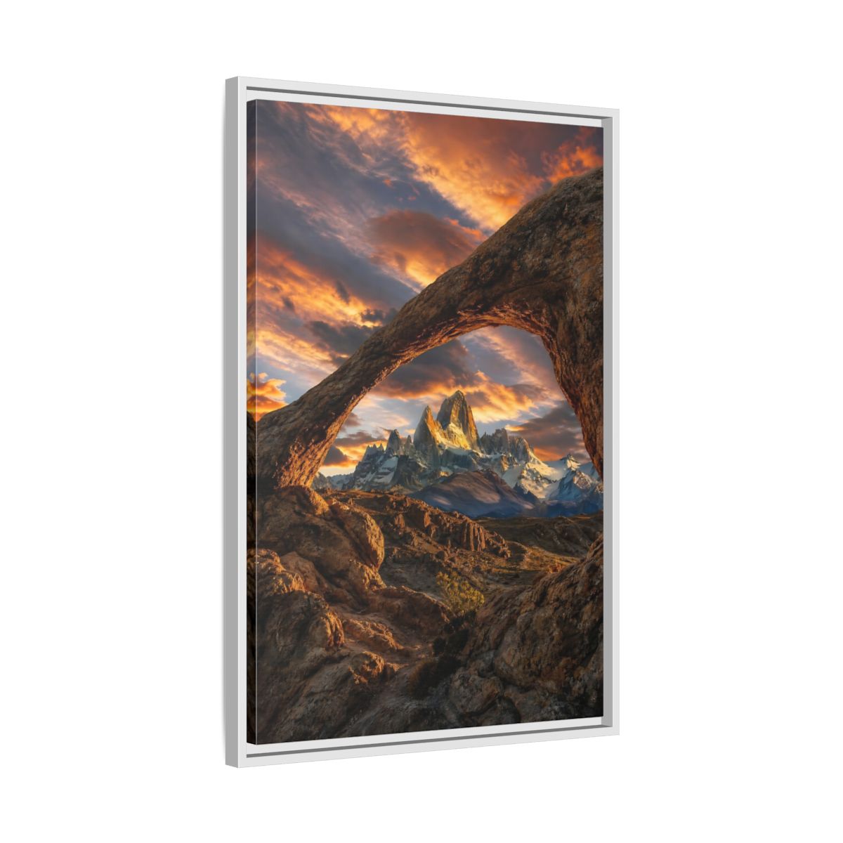 Side Mockup 10. Nature Mountain Range Orange Brown Mountains shown as stretched canvas wall art
