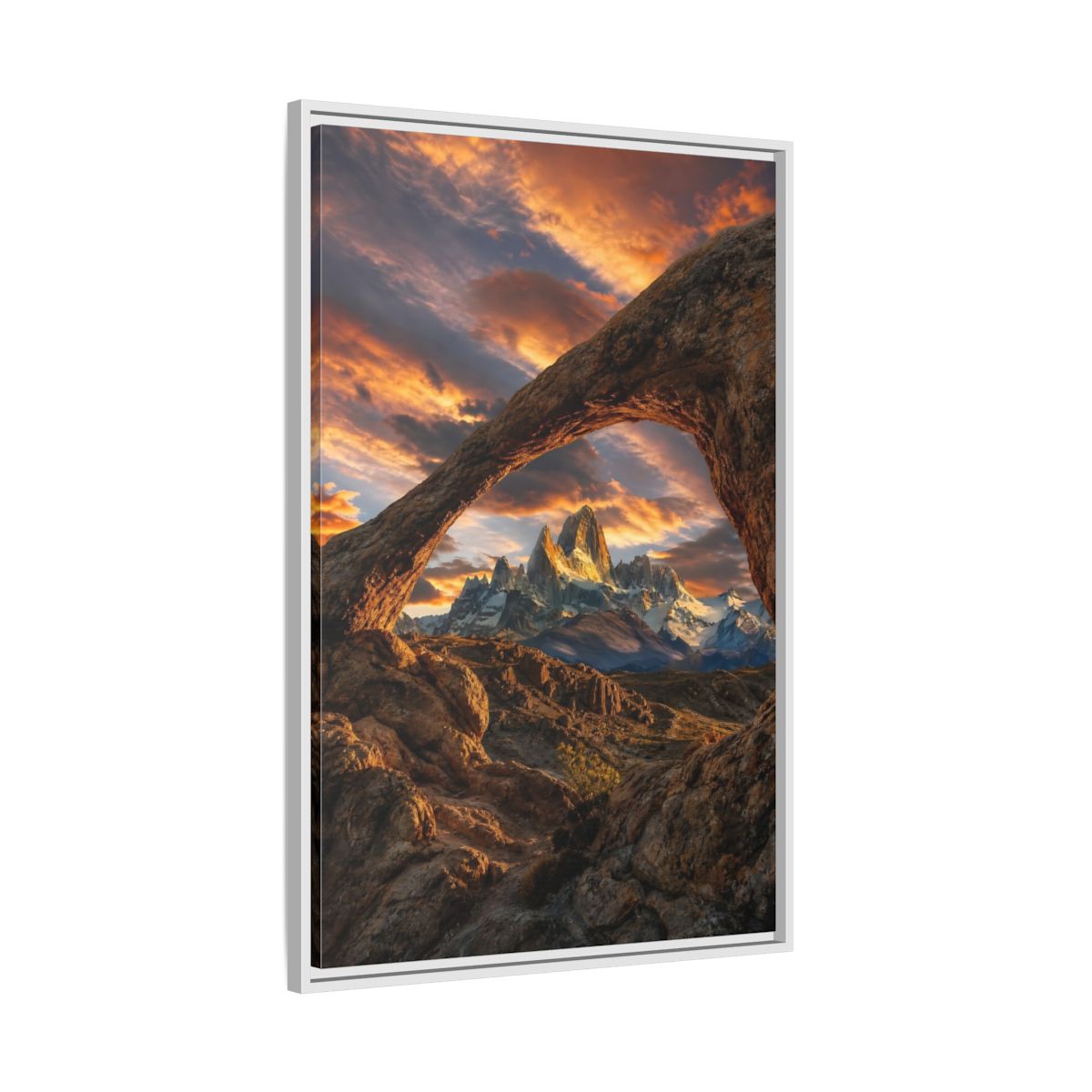 Side Mockup 9. Nature Mountain Range Orange Brown Mountains shown as stretched canvas wall art
