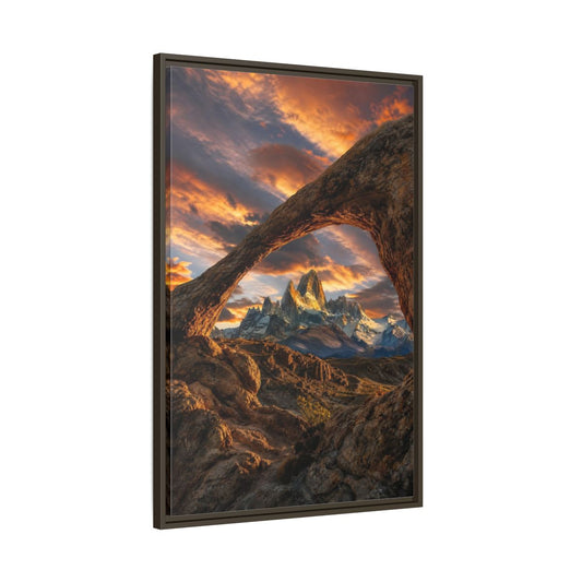 Main Mockup. Nature Mountain Range Orange Brown Mountains shown as stretched canvas wall art
