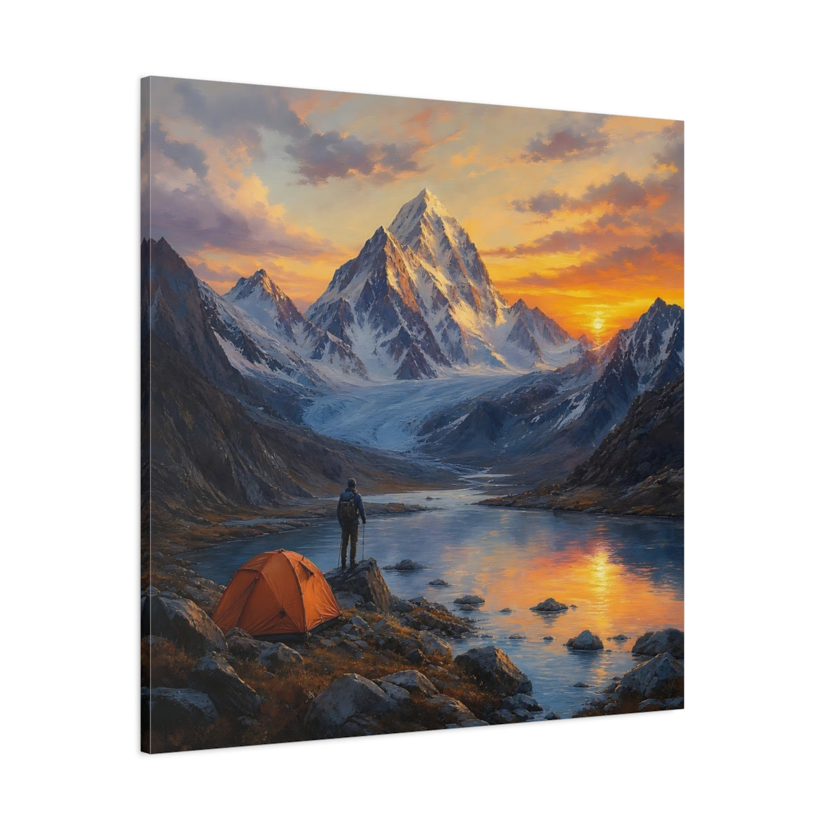 Side Mockup 1. Nature Mountain Range Mountain Sunset Landscape shown as stretched canvas wall art