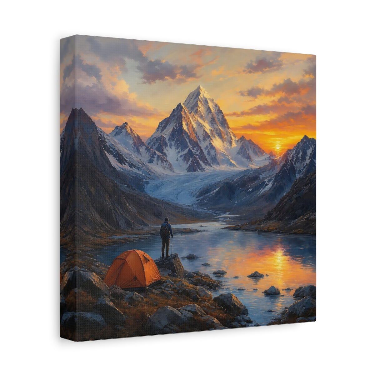 Side Mockup 9. Nature Mountain Range Mountain Sunset Landscape shown as stretched canvas wall art