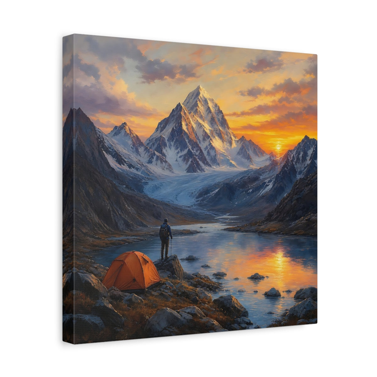 Side Mockup 7. Nature Mountain Range Mountain Sunset Landscape shown as stretched canvas wall art
