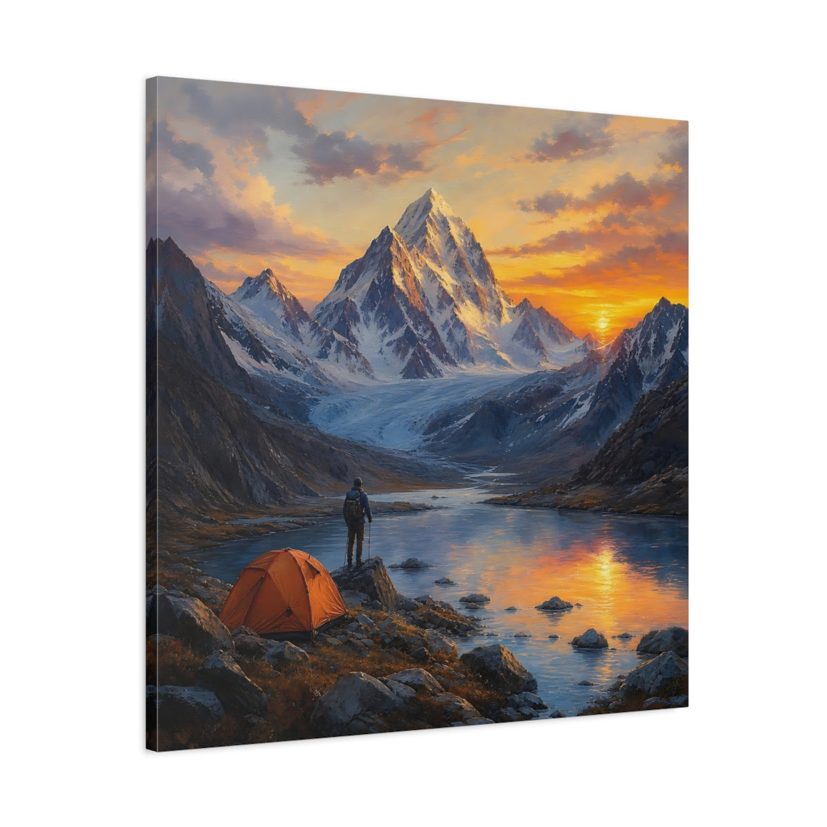 Side Mockup 3. Nature Mountain Range Mountain Sunset Landscape shown as stretched canvas wall art