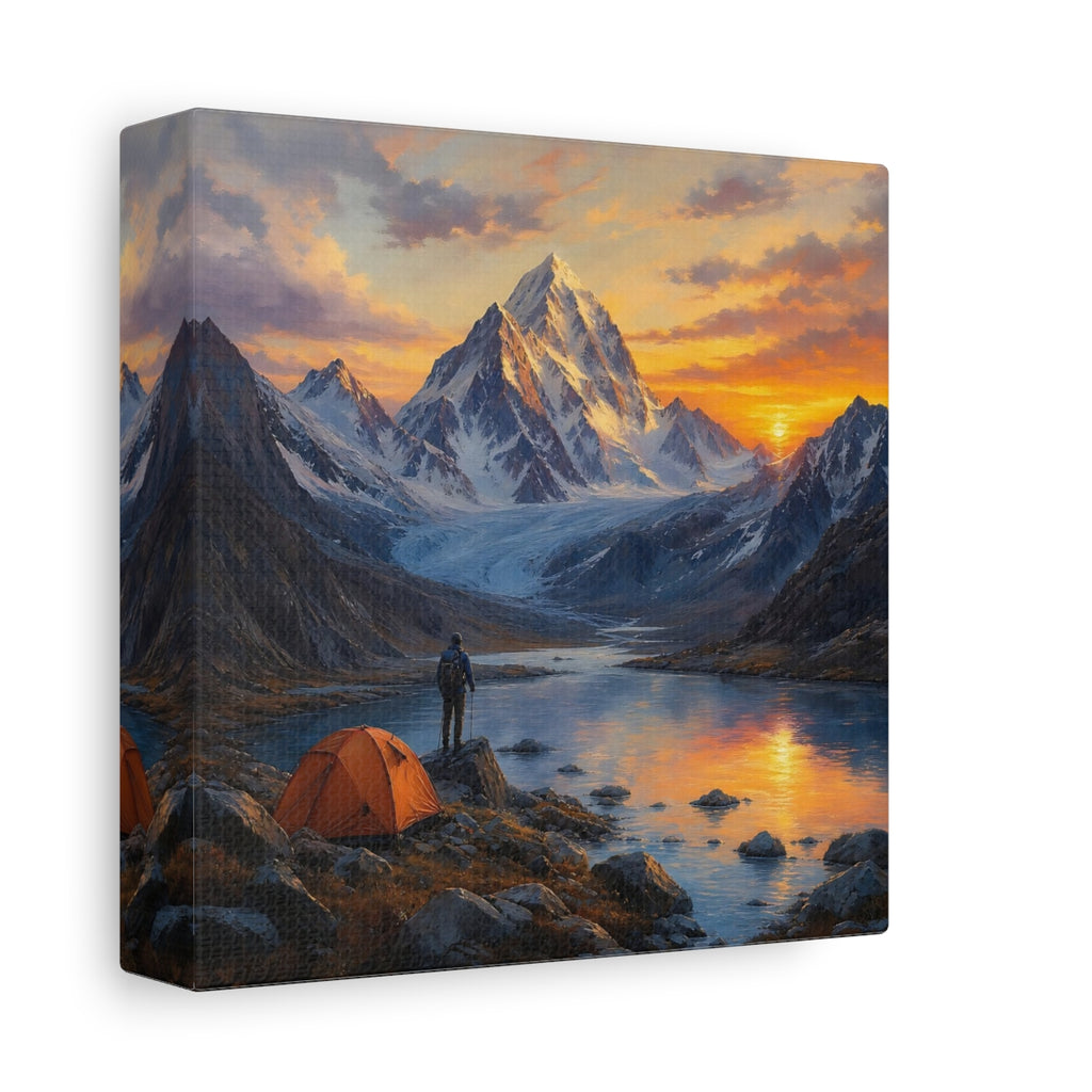 Side Mockup 2. Nature Mountain Range Mountain Sunset Landscape shown as stretched canvas wall art
