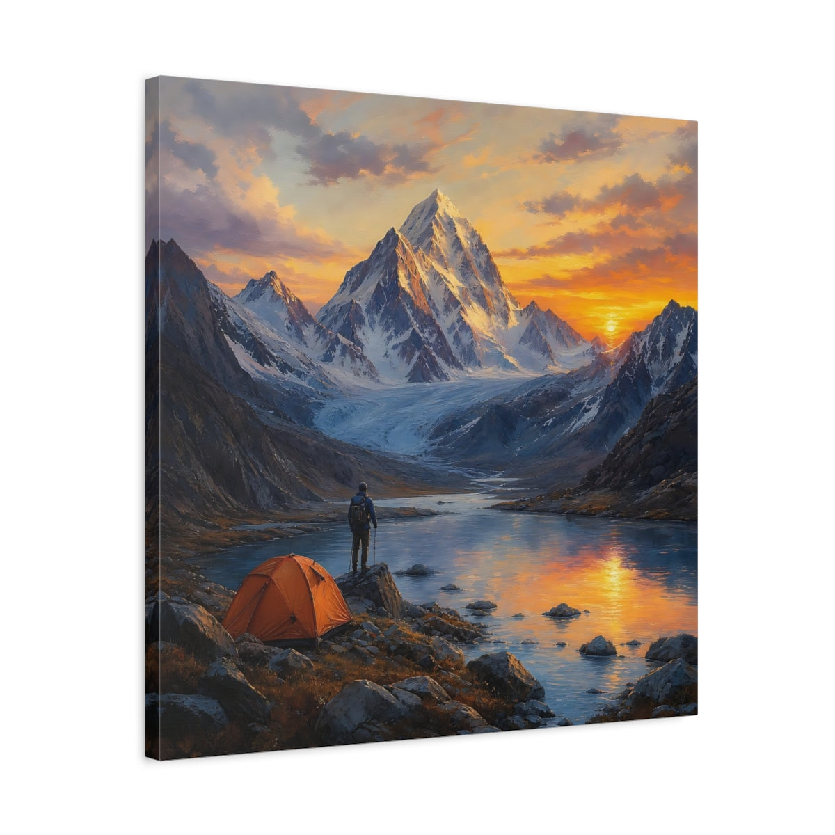 Side Mockup 4. Nature Mountain Range Mountain Sunset Landscape shown as stretched canvas wall art