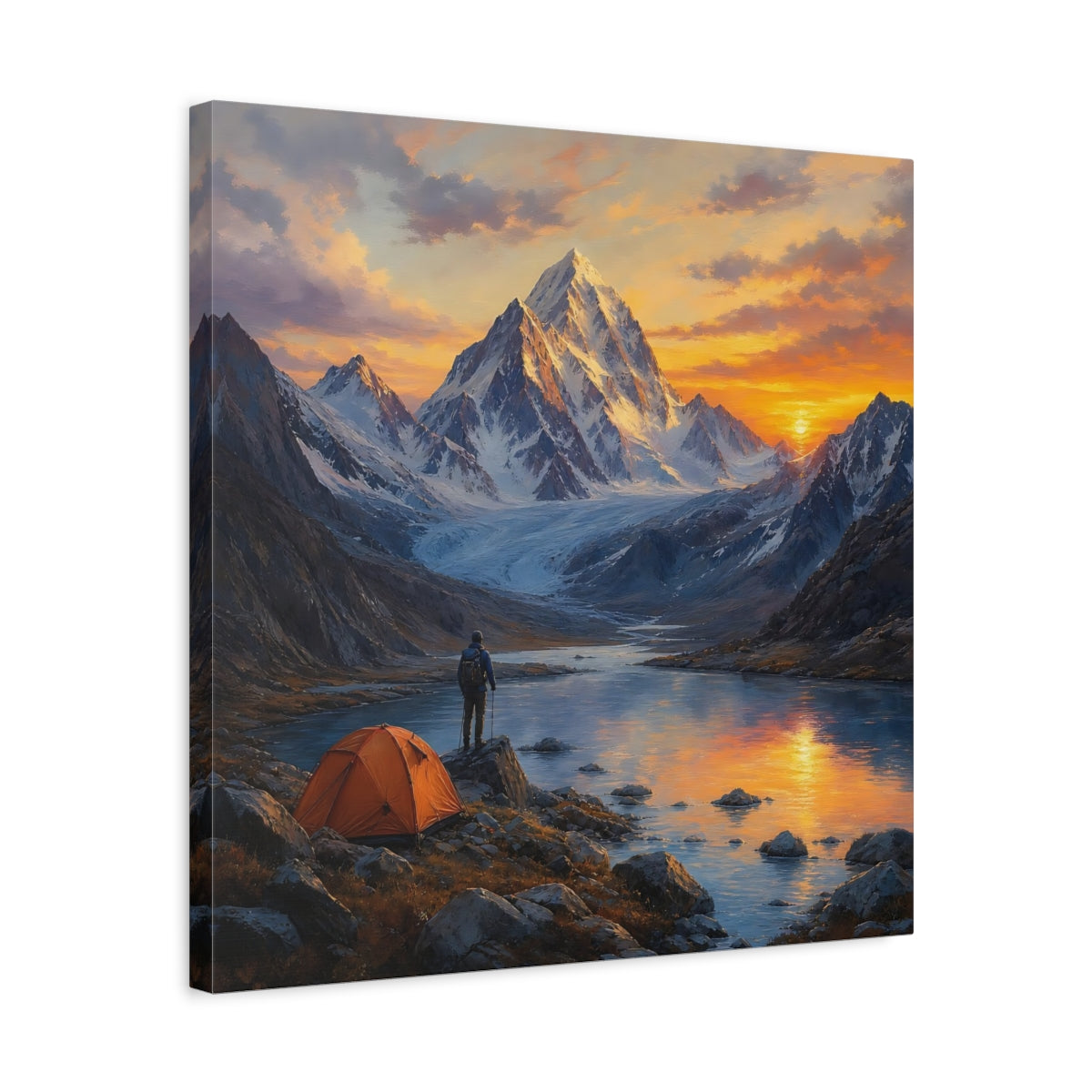Side Mockup 5. Nature Mountain Range Mountain Sunset Landscape shown as stretched canvas wall art