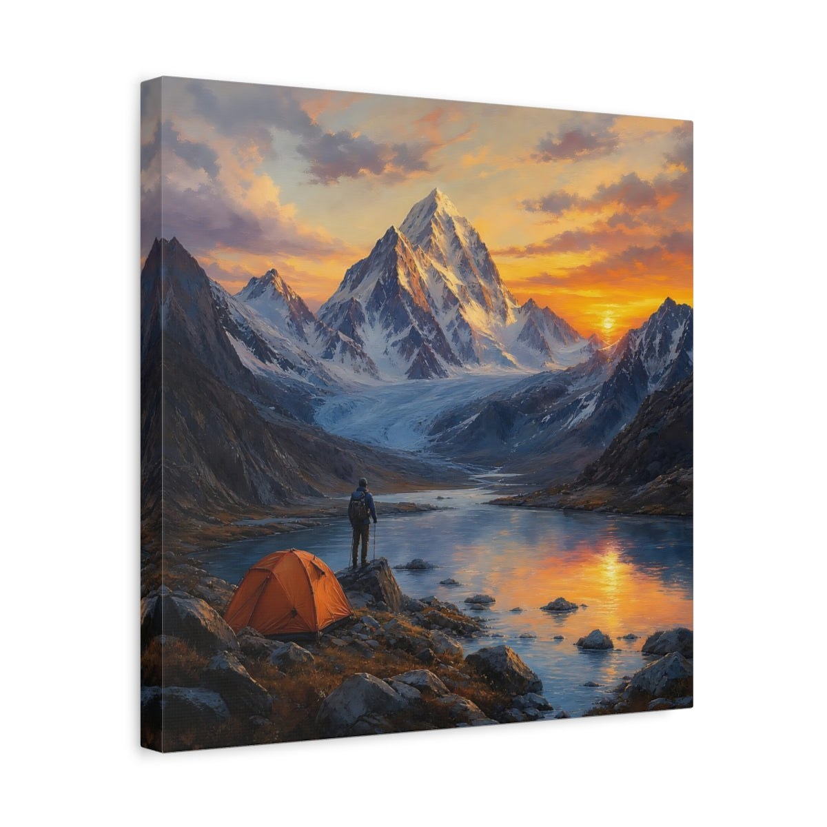 Side Mockup 6. Nature Mountain Range Mountain Sunset Landscape shown as stretched canvas wall art
