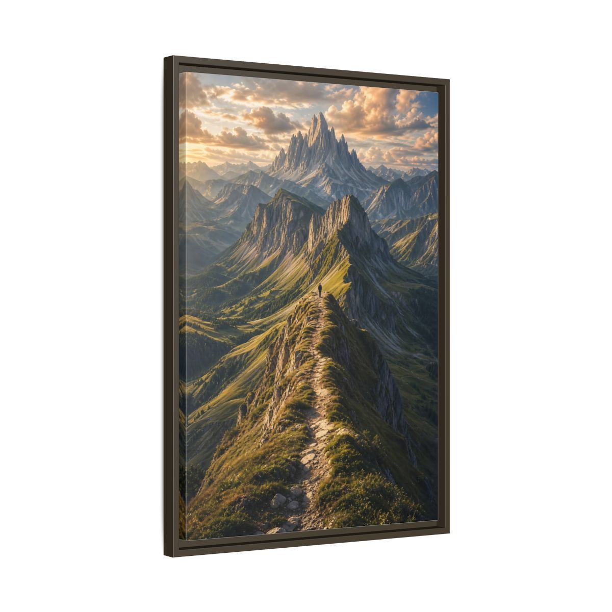 Side Mockup 11. Nature Mountain Ridge Green Mountain Sunset shown as stretched canvas wall art