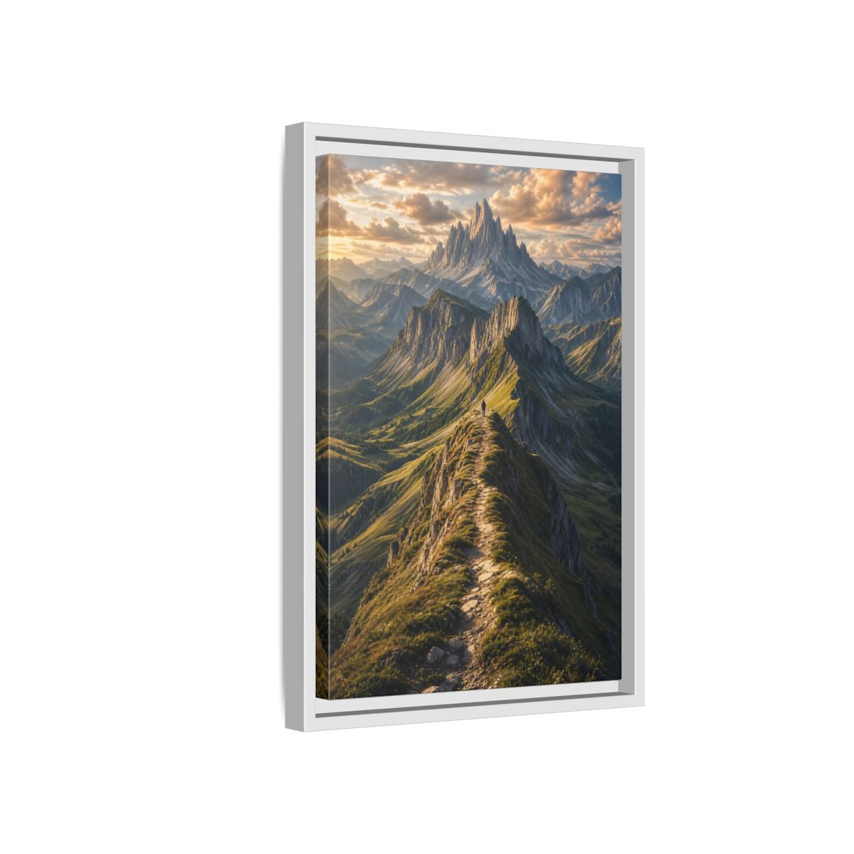 Side Mockup 4. Nature Mountain Ridge Green Mountain Sunset shown as stretched canvas wall art