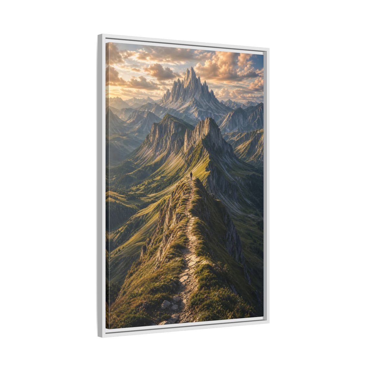 Side Mockup 9. Nature Mountain Ridge Green Mountain Sunset shown as stretched canvas wall art
