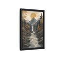Side Mockup 6. Nature Mountain River Gold Gray Landscape shown as stretched canvas wall art