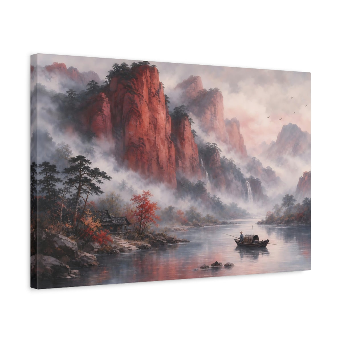 Side Mockup 3. Nature Mountain River Red Mountain River shown as stretched canvas wall art
