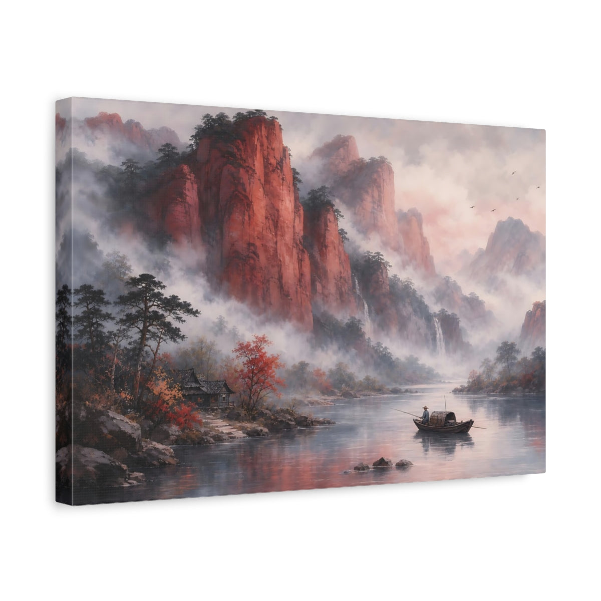 Side Mockup 4. Nature Mountain River Red Mountain River shown as stretched canvas wall art