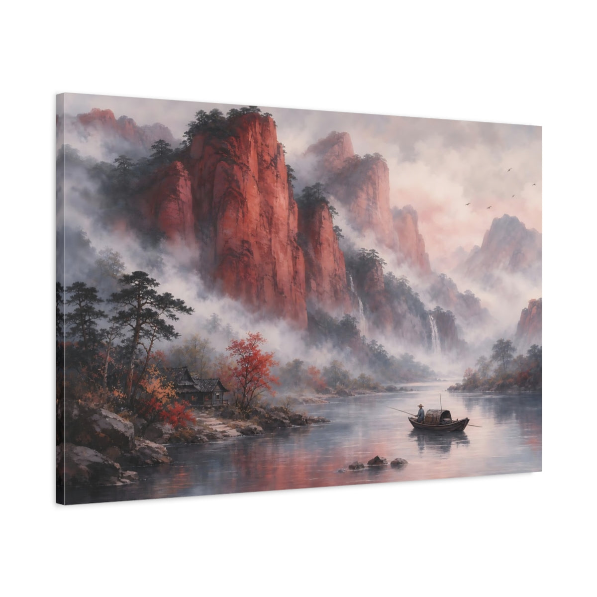 Main Mockup. Nature Mountain River Red Mountain River shown as stretched canvas wall art