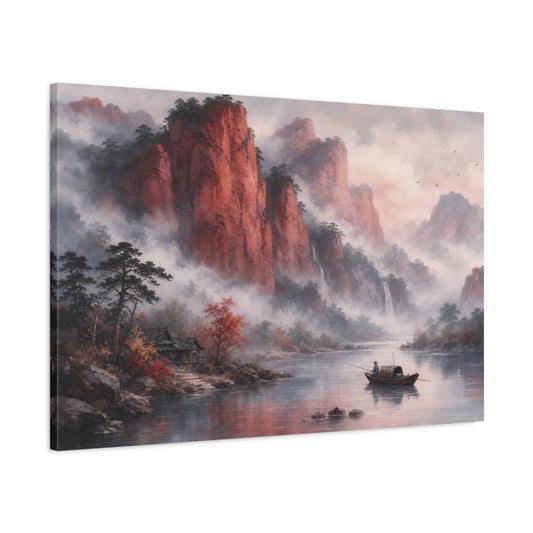 Main Mockup. Nature Mountain River Red Mountain River shown as stretched canvas wall art