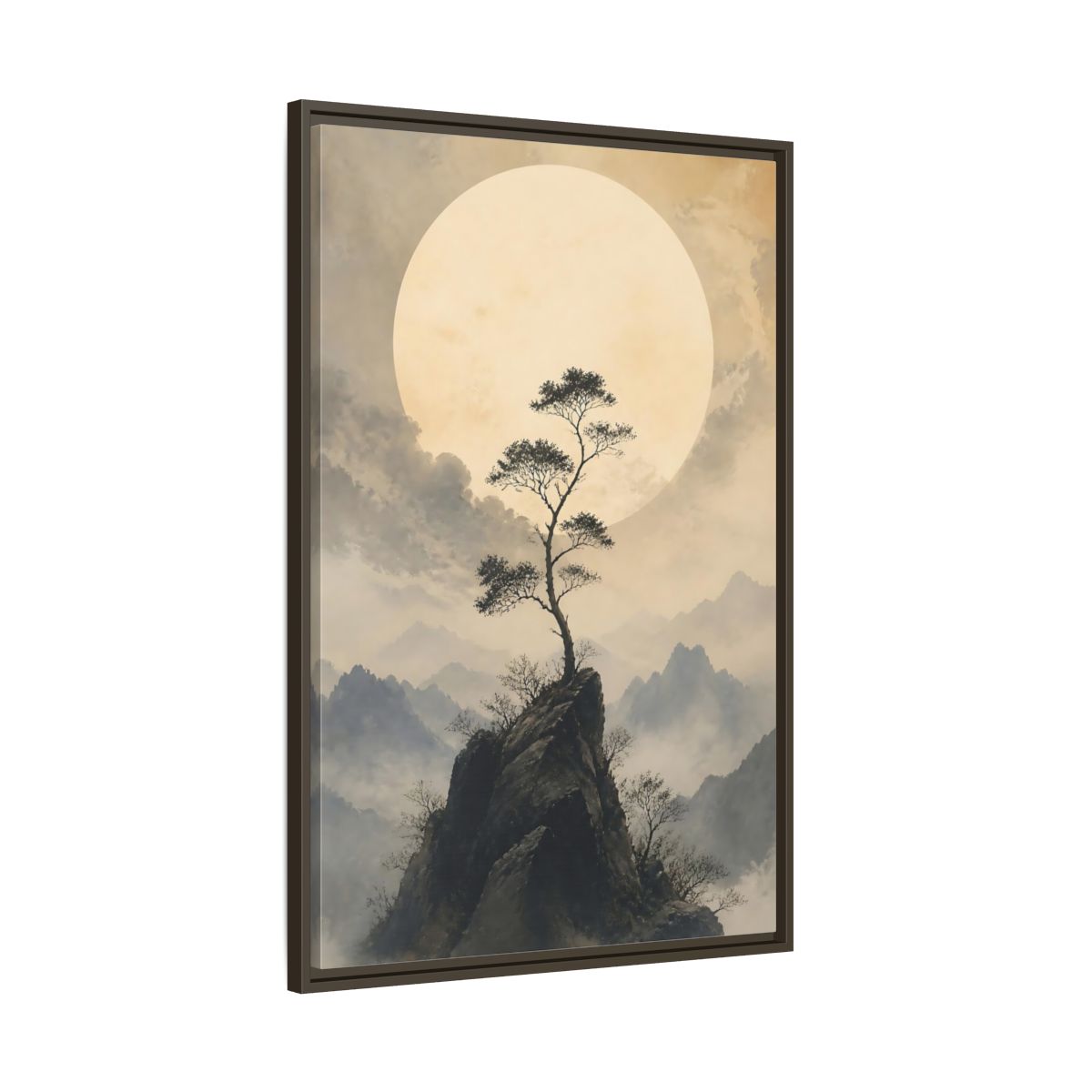 Main Mockup. Nature Mountain Tree Zen Landscape shown as stretched canvas wall art