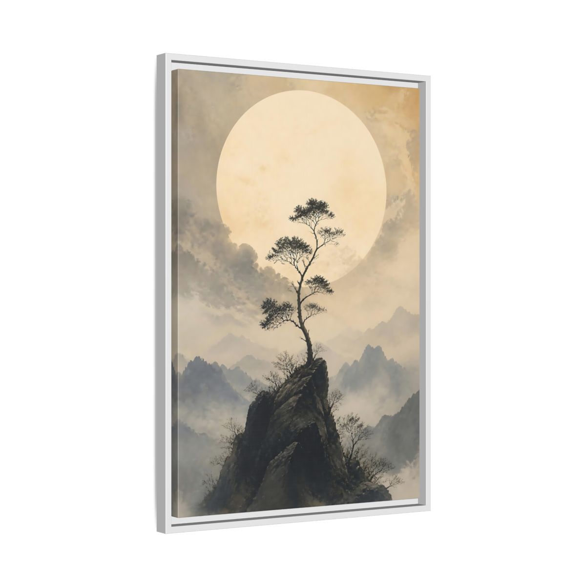 Side Mockup 10. Nature Mountain Tree Zen Landscape shown as stretched canvas wall art