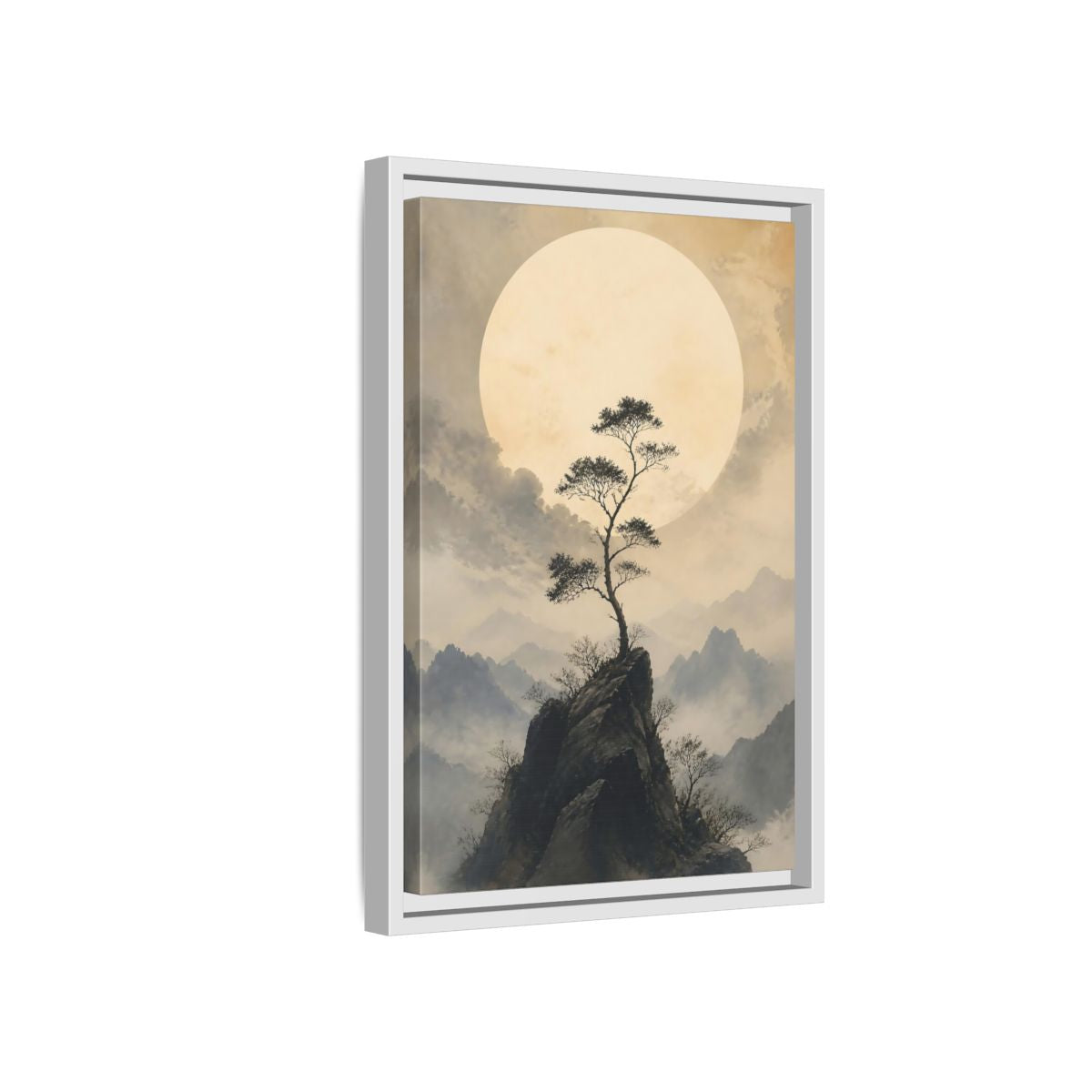 Side Mockup 4. Nature Mountain Tree Zen Landscape shown as stretched canvas wall art