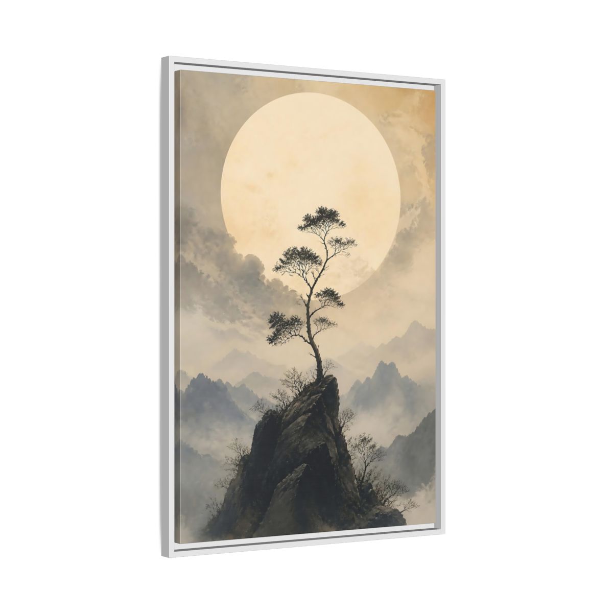 Side Mockup 9. Nature Mountain Tree Zen Landscape shown as stretched canvas wall art