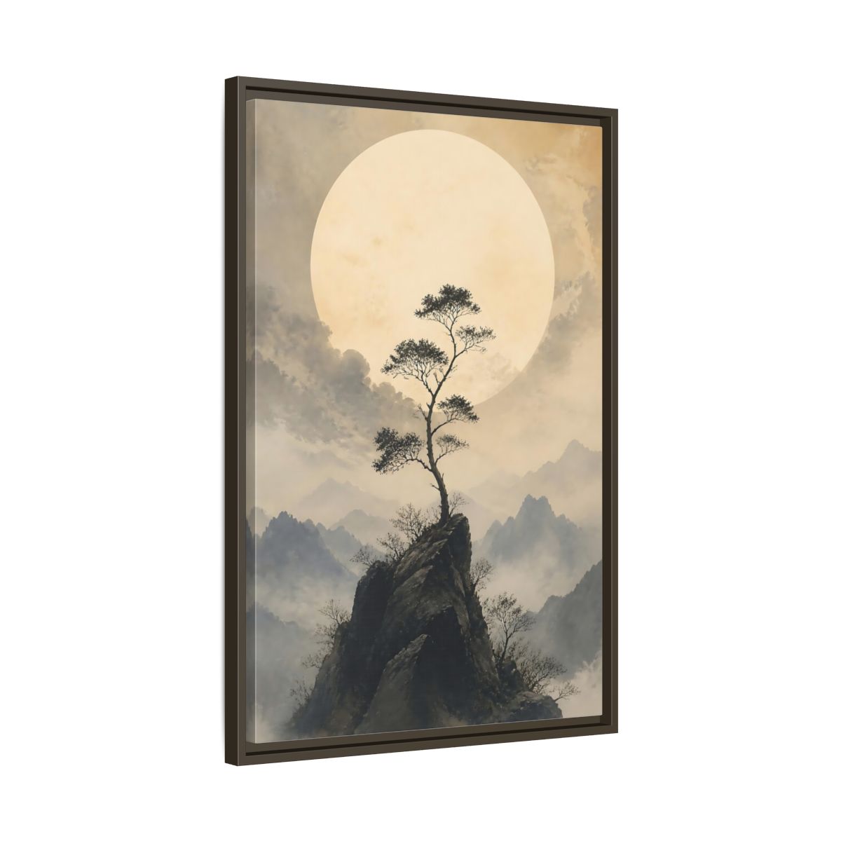 Side Mockup 11. Nature Mountain Tree Zen Landscape shown as stretched canvas wall art