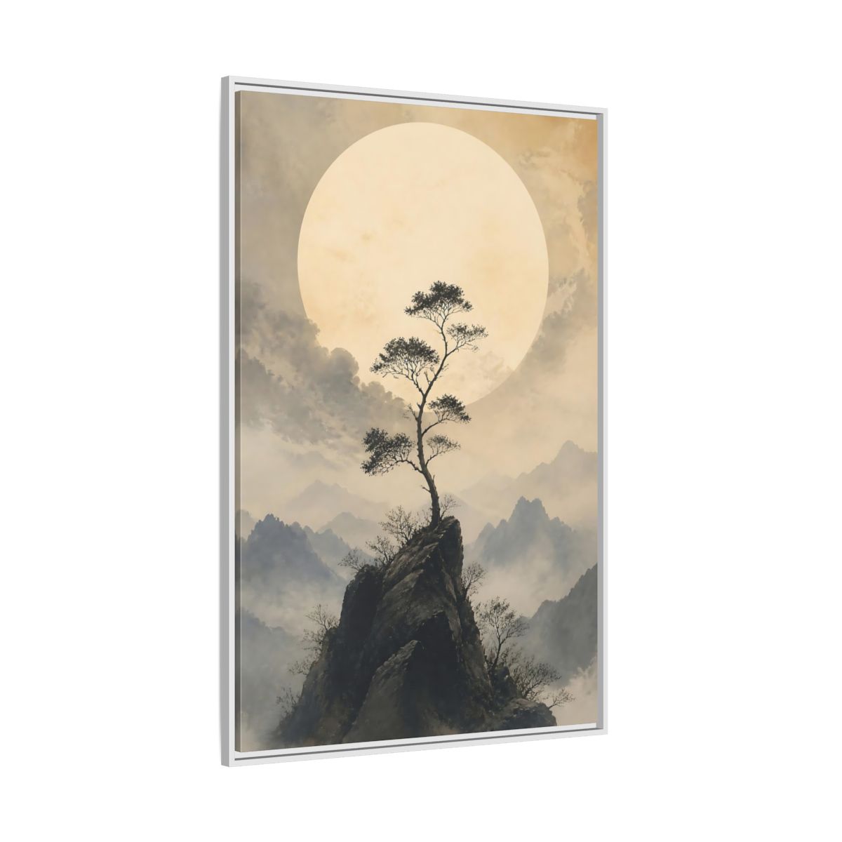 Side Mockup 7. Nature Mountain Tree Zen Landscape shown as stretched canvas wall art