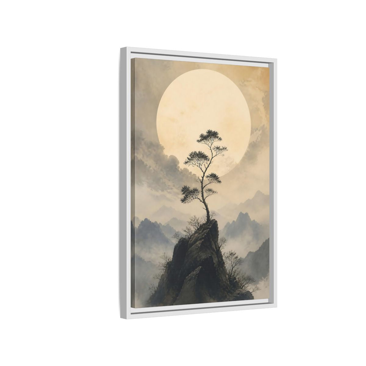 Side Mockup 1. Nature Mountain Tree Zen Landscape shown as stretched canvas wall art