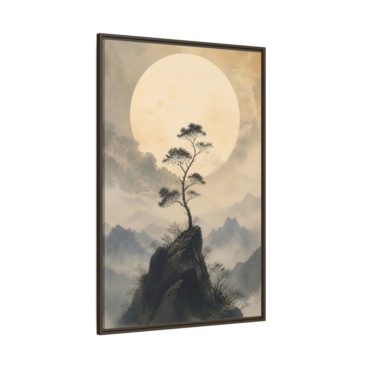 Side Mockup 8. Nature Mountain Tree Zen Landscape shown as stretched canvas wall art