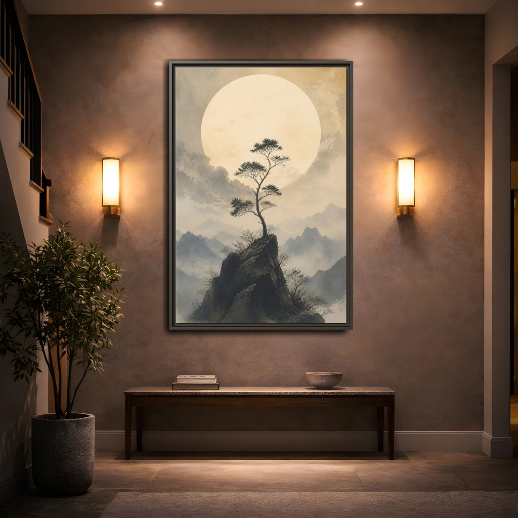 Mockup 2. Nature Mountain Tree Zen Landscape shown as stretched canvas wall art