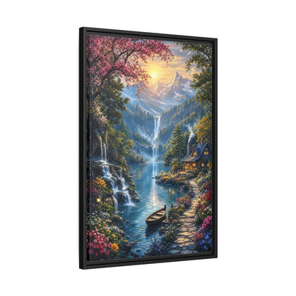 Side Mockup 14. Nature Mountain Valley Colorful Mountain Valley shown as stretched canvas wall art