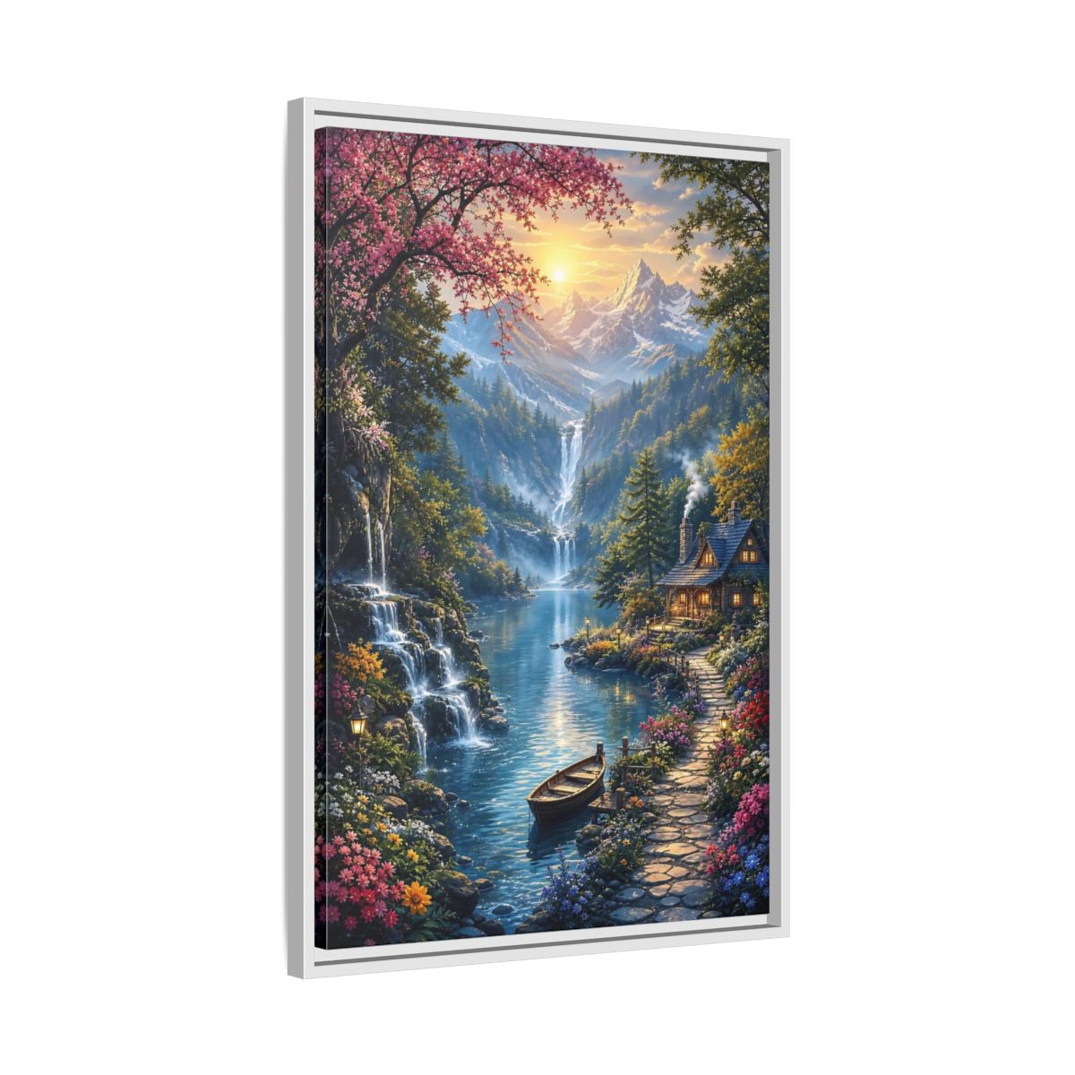 Side Mockup 10. Nature Mountain Valley Colorful Mountain Valley shown as stretched canvas wall art