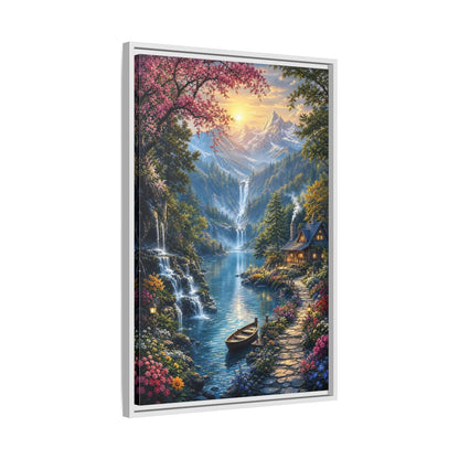 Side Mockup 10. Nature Mountain Valley Colorful Mountain Valley shown as stretched canvas wall art