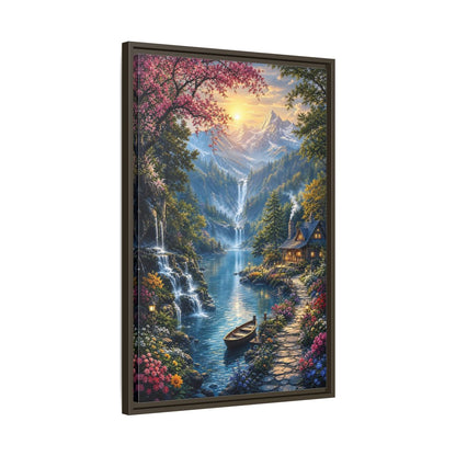 Side Mockup 11. Nature Mountain Valley Colorful Mountain Valley shown as stretched canvas wall art