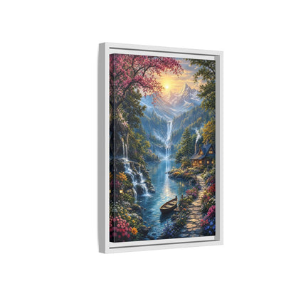 Side Mockup 4. Nature Mountain Valley Colorful Mountain Valley shown as stretched canvas wall art