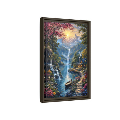 Side Mockup 5. Nature Mountain Valley Colorful Mountain Valley shown as stretched canvas wall art