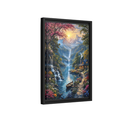 Side Mockup 6. Nature Mountain Valley Colorful Mountain Valley shown as stretched canvas wall art